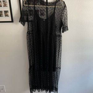 Polka Dot Mesh and Slip Dress
